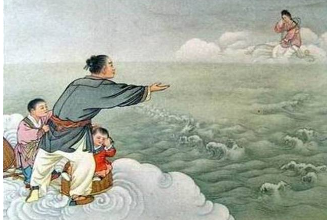 <em>牛郎織女</em>隔河相望圖