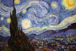 美育類資源—《星月夜》荷蘭<em>畫家</em>梵高<em>創作</em><em>油畫</em>